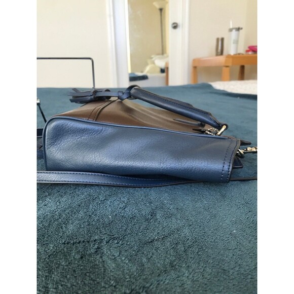 Coach two tone spectator mini tanner legacy crossbody satchel in navy brown - Picture 3 of 11